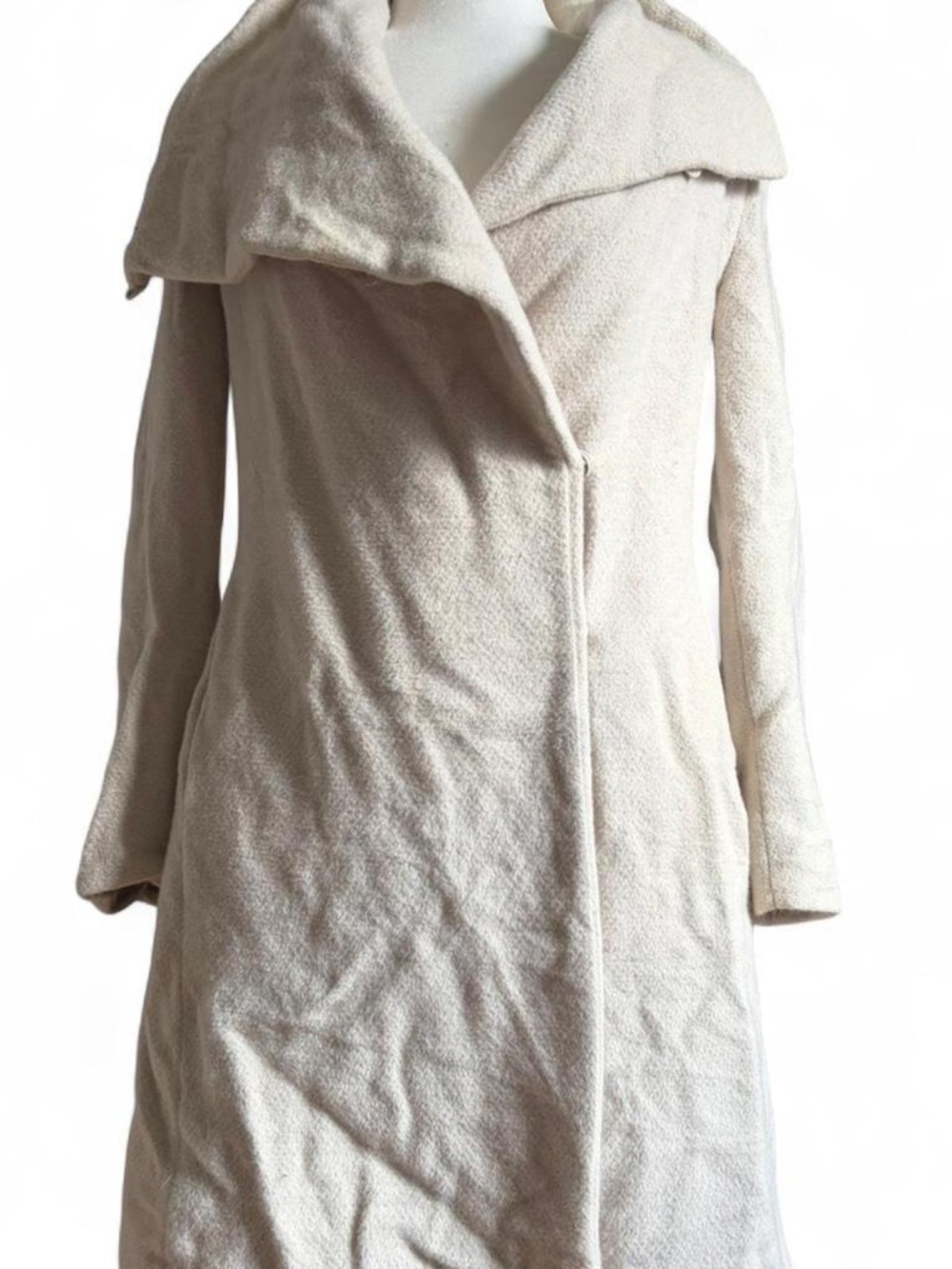 Cream Calvin Klein asymmetrical coat